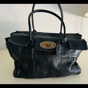 Mulberry Bayswater large, black leather pepped bag. Good condition.